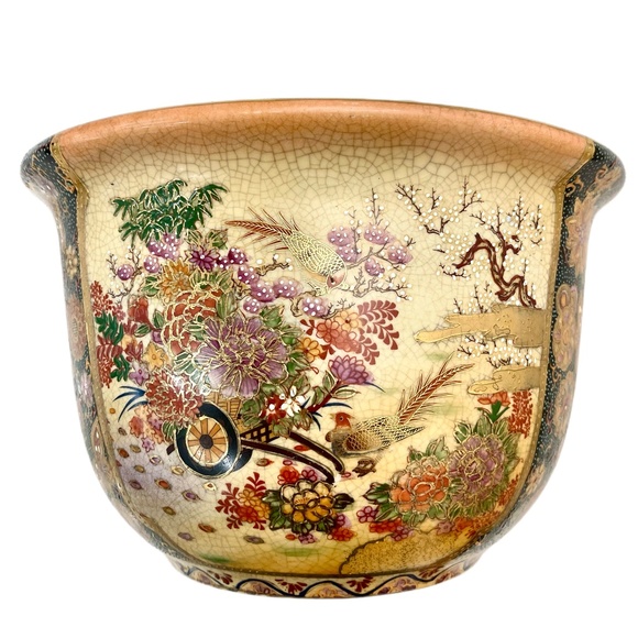 AUTHENTIC Japanese SATSUMA Antique Planter - Picture 1 of 4
